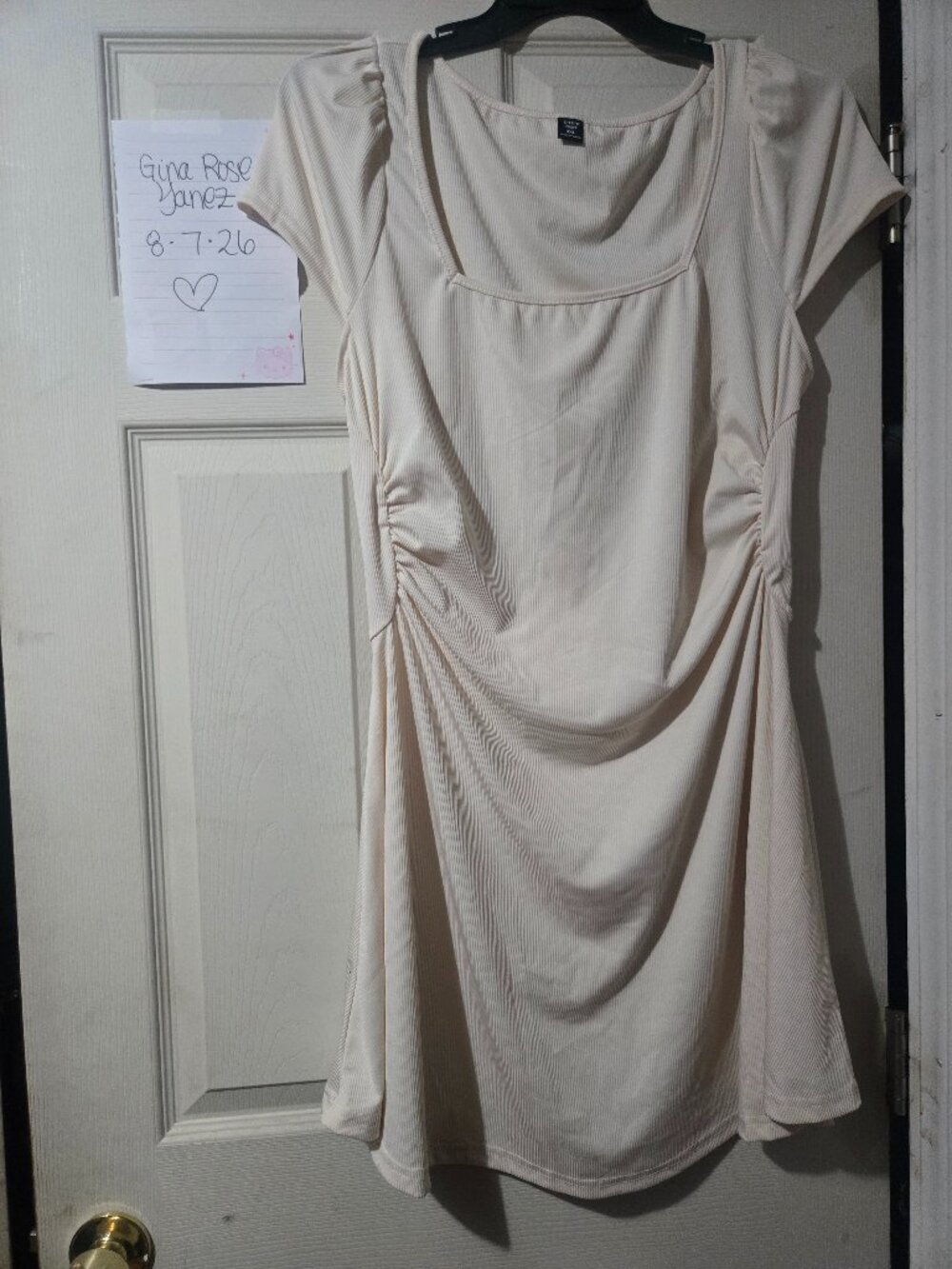 Off white form fitting short dress